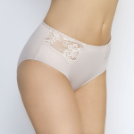 Трусы-слипы со средней посадкой и кружевными вставками (Размер: 54) (Цвет: пудровый)
