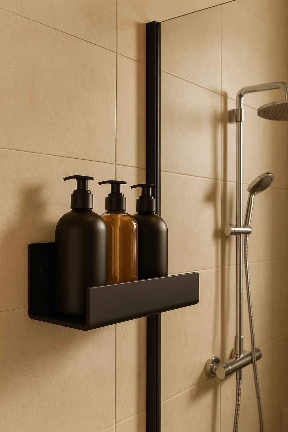 Полка для душа STWORKI Стокгольм S36375BK подвесная, матовая черная