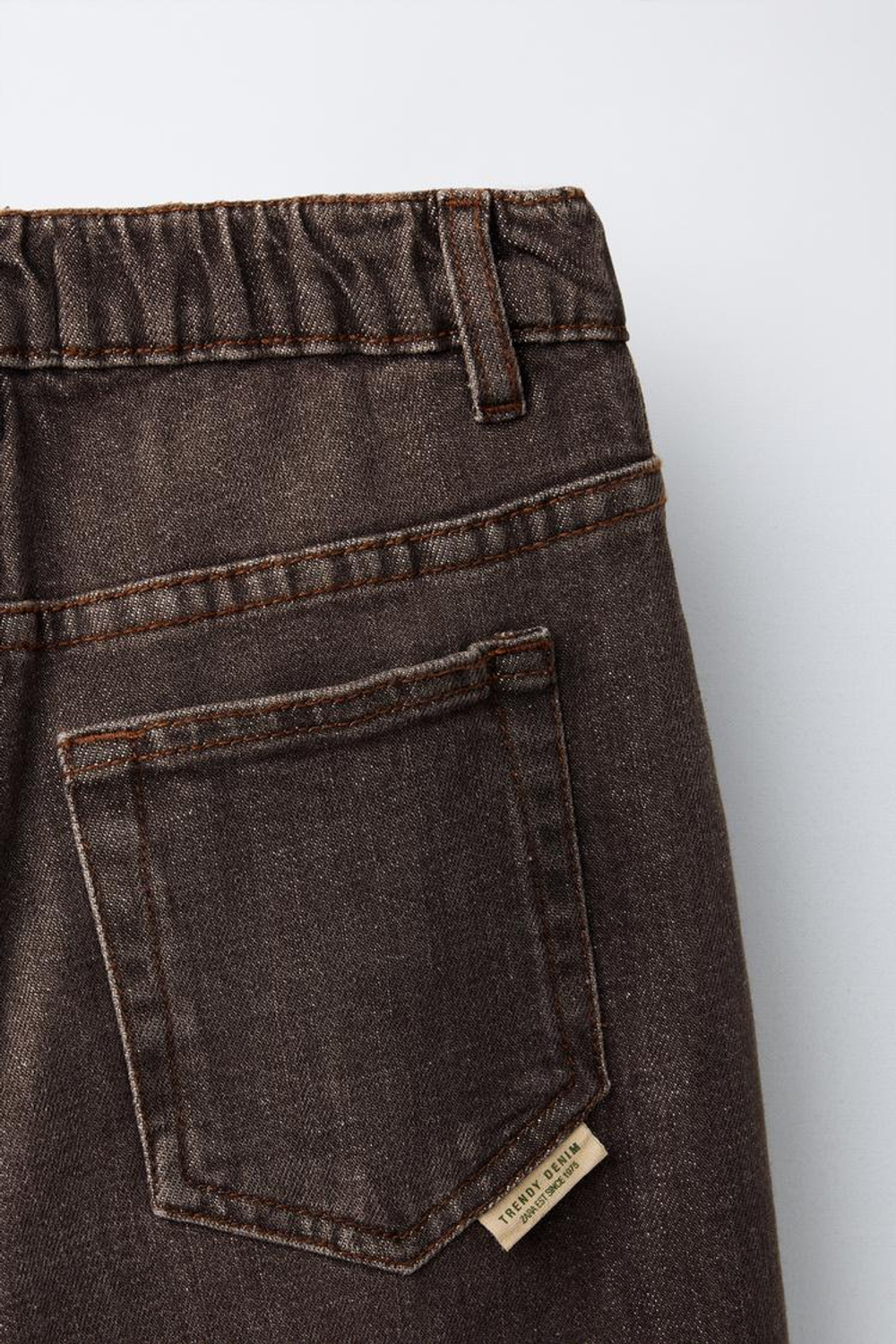 ZARA ДЖИНСЫ BALLOON С ЭФФЕКТОМ ПОТЕРТОСТИ, КОРИЧНЕВЫЙ