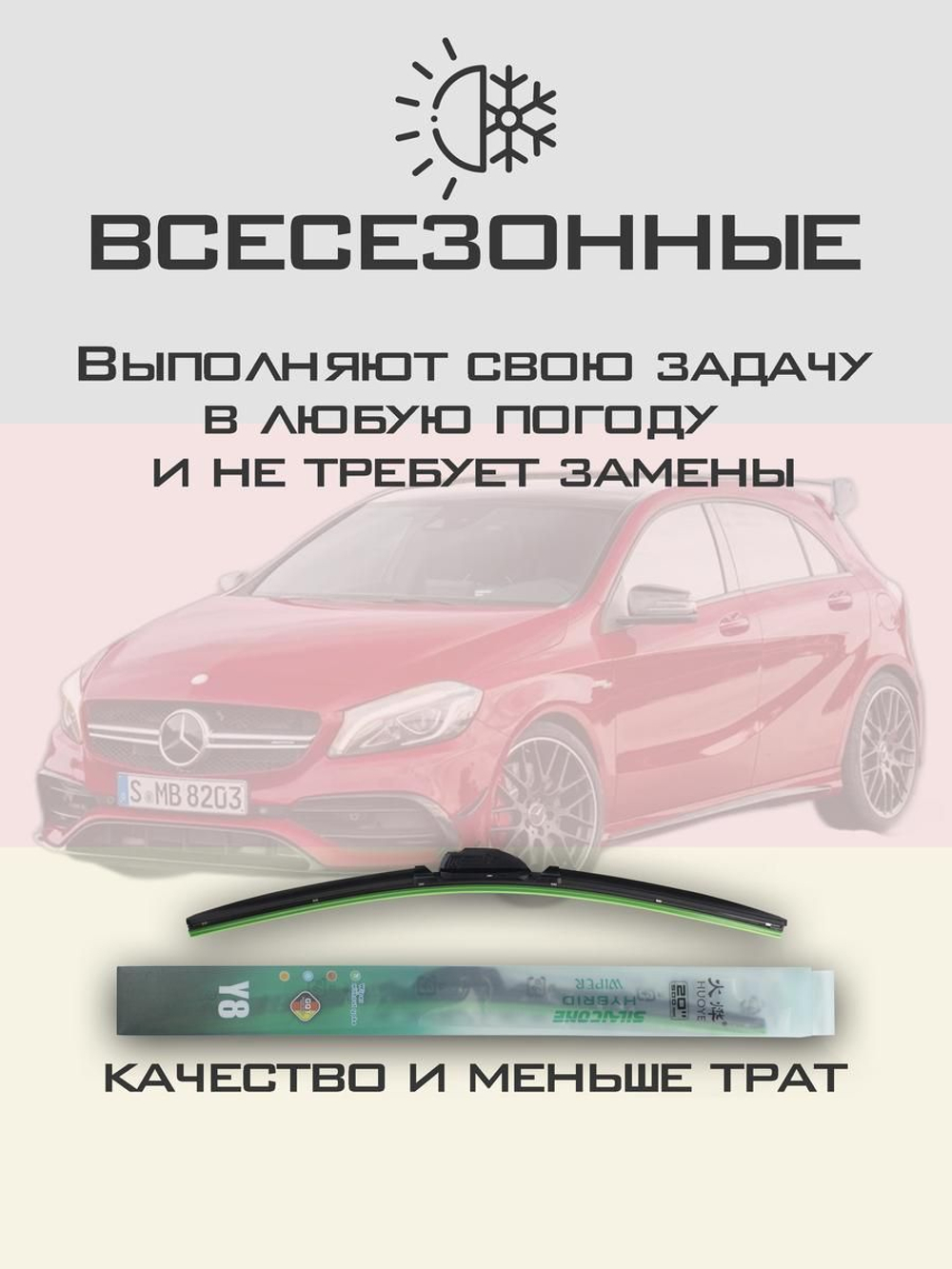 Щетки стеклоочистителя HUOYE Y8 600/475 мм на MercedesBenz AClass | MBTL1.1