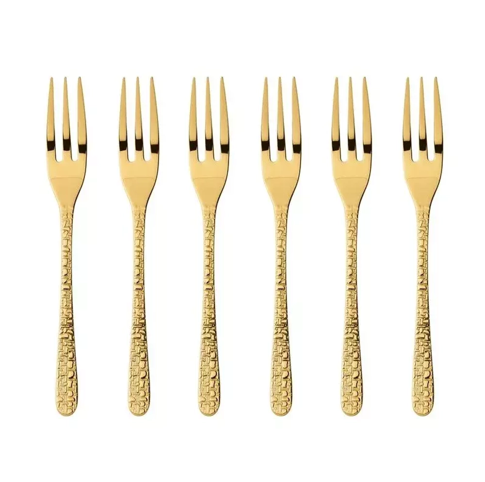 Sambonet - Набор из 6 вилок для торта Venezia PVD Gold / артикул   52765GA5  / GTIN 8014808402524