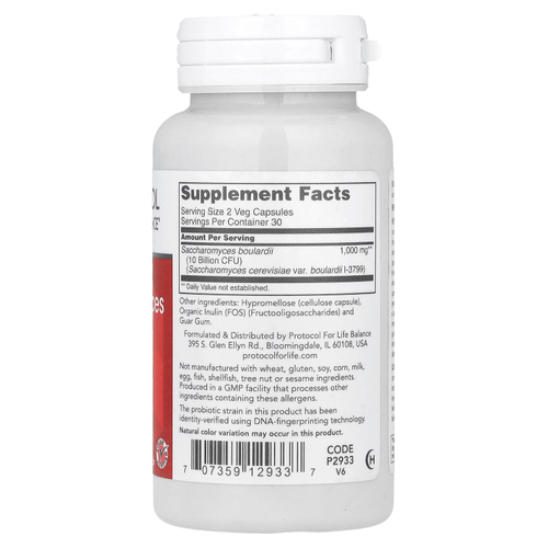 Protocol for Life Balance, сахаромицеты Буларди, 60 растительных капсул (500 мг в 1 капсуле)