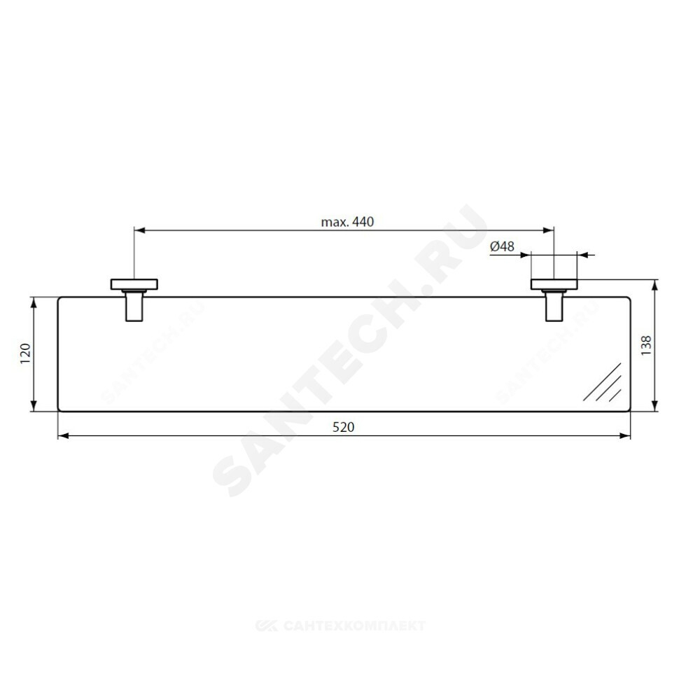 Полка подвесная закаленное стекло IOM хром Ideal Standard A9125AA