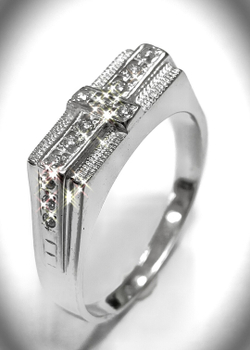 Мужское серебряное кольцо "Печатка Эстерелла" с фианитом,5