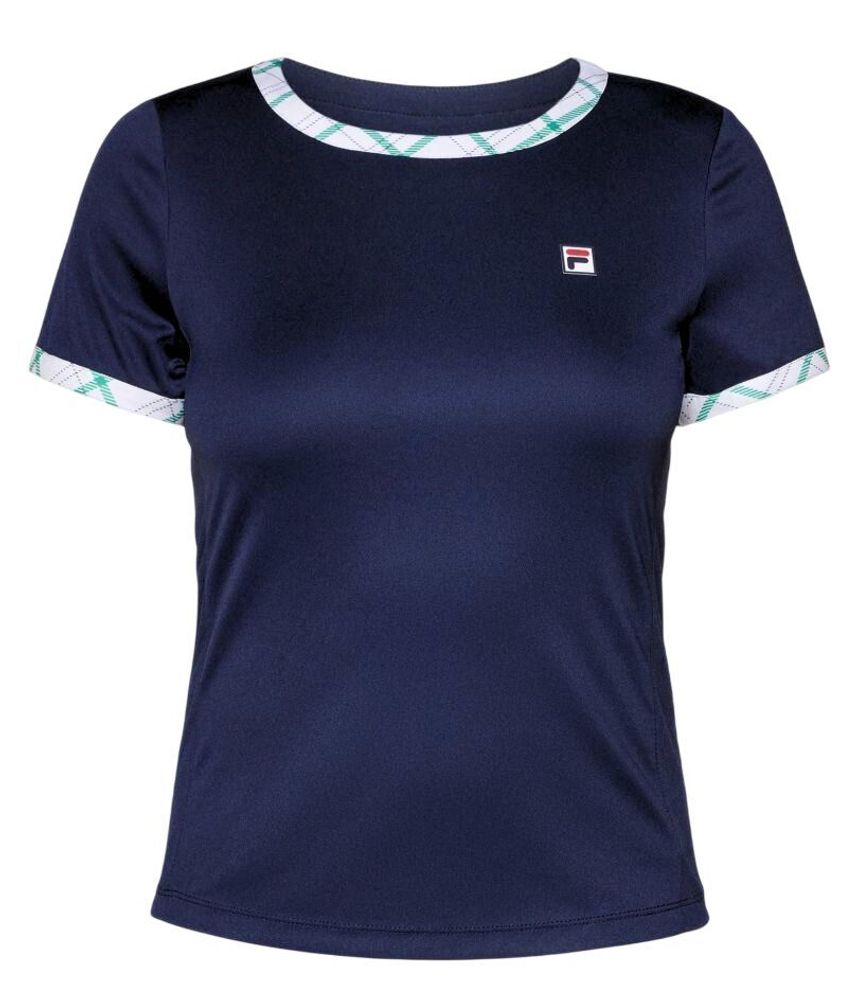 Женская теннисная футболка Fila Yamila Tennis - navy/court green check