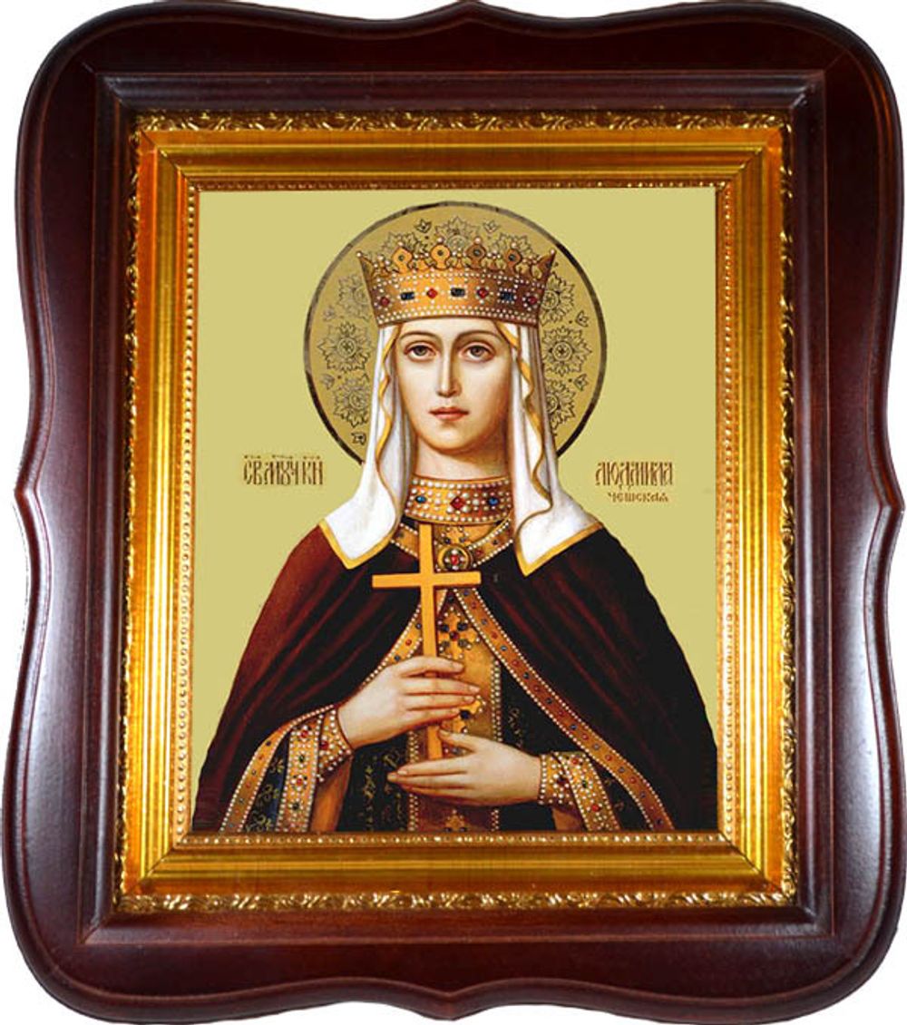 В киоте. Людмила Чешская Княгиня, Святая мученица. Икона на холсте.