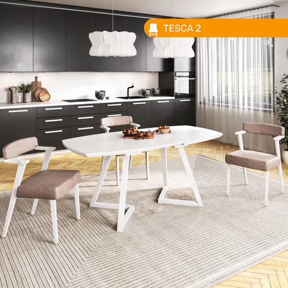 Стол обеденный TESCA 2, закаленное стекло, цвет белый матовый