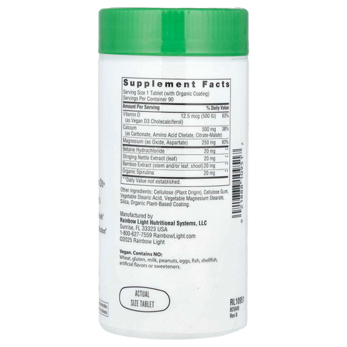 Rainbow Light, Кальций с магнием и витамином D3 +, 90 таблеток