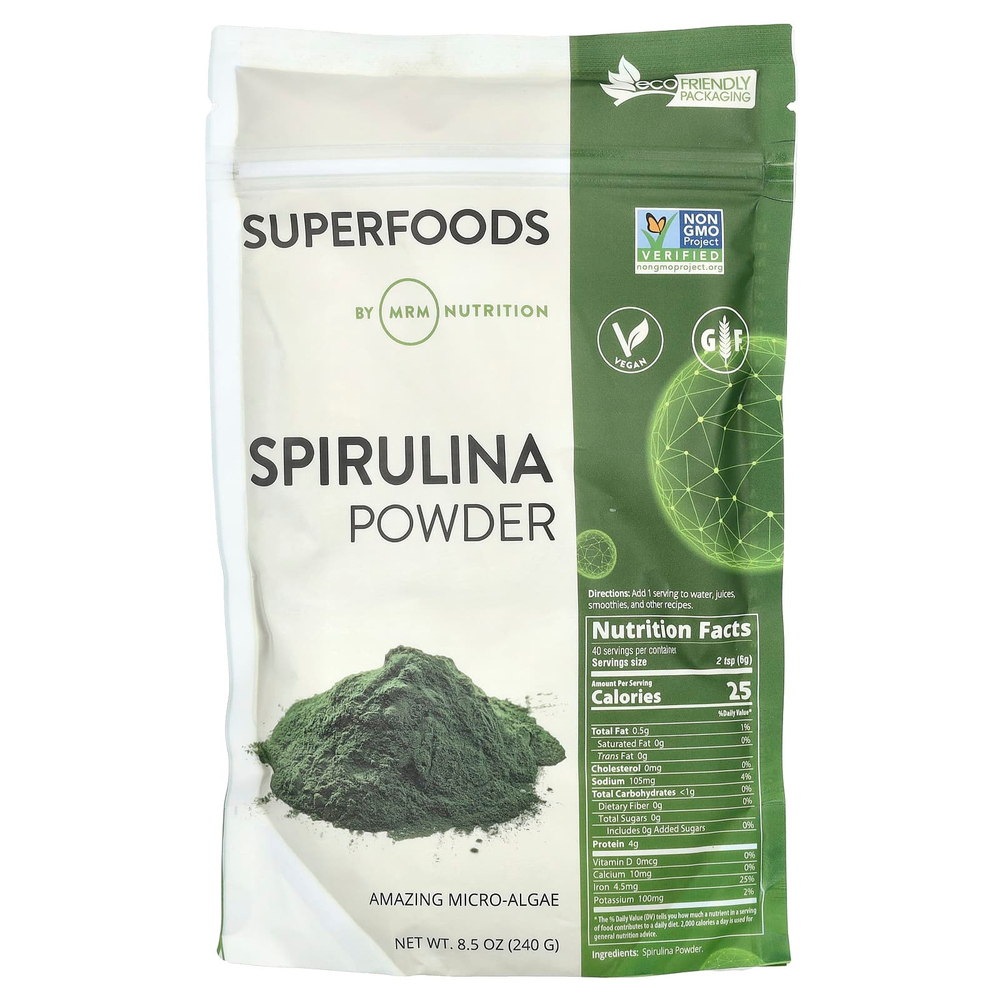 MRM Nutrition, Порошок необработанной спирулины, 240 г (8,5 унции)