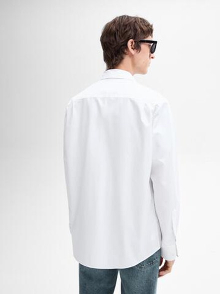 Massimo Dutti РУБАШКА КЛАССИЧЕСКОГО КРОЯ ИЗ ХЛОПКА, БЕЛЫЙ