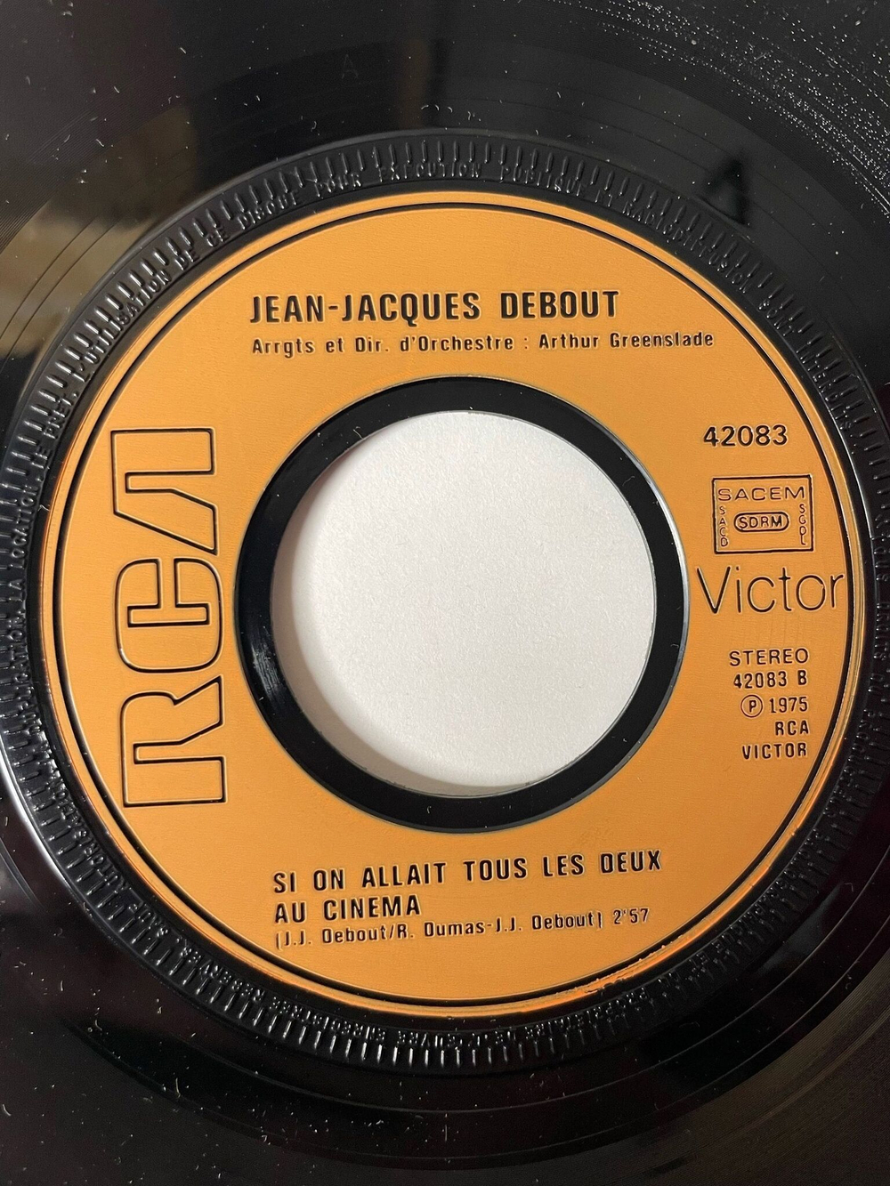 Винтажная виниловая пластинка LP Jean Jacques Debout Elle Est Belle Mais Cruelle / Si On Allait Tous Les Deux Au Cinema (France 1975) 7 дюймов