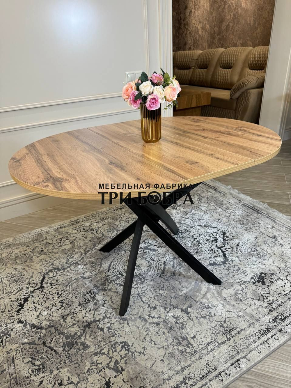 Стол круглый раздвижной "Лофт", дуб вотан