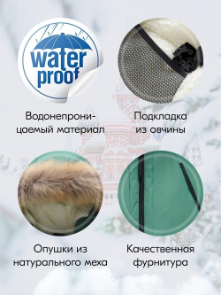 Куртка парка зимняя подростковая для девочки с капюшоном и мехом зеленого цвета 9448Z