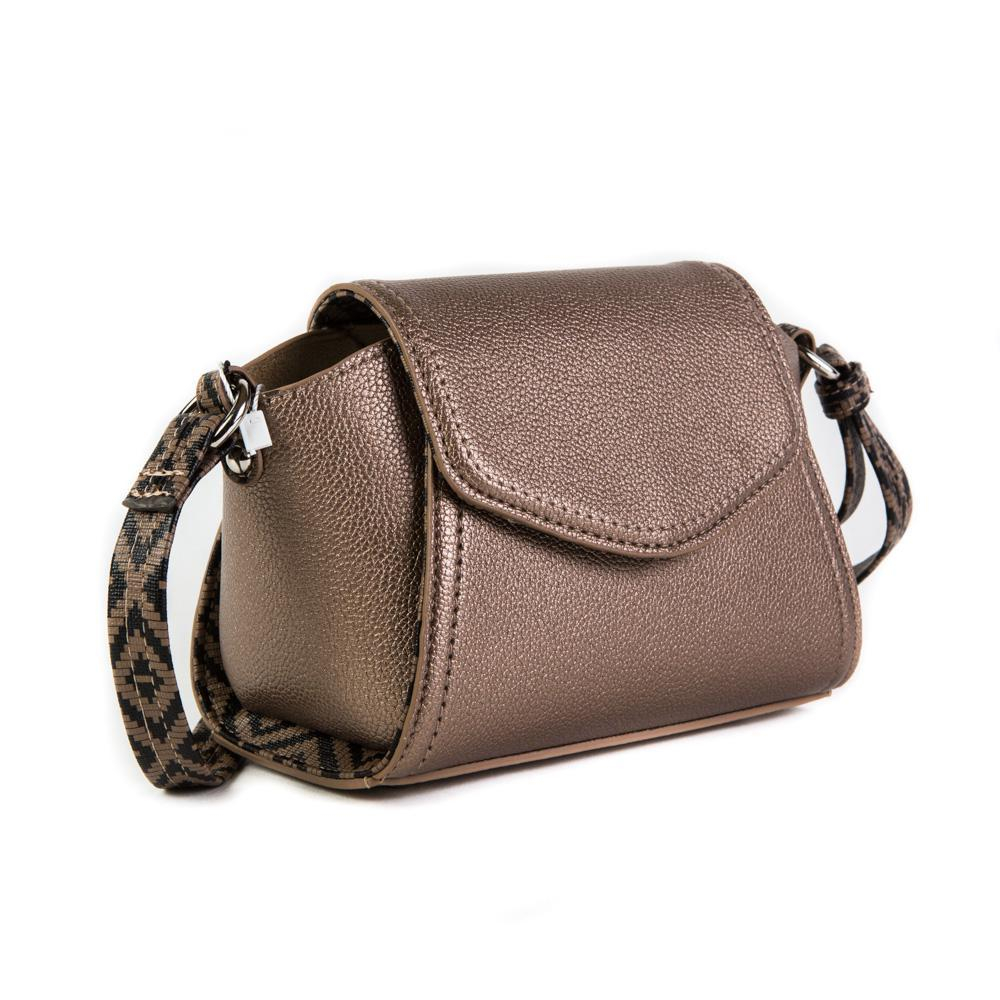 Стильная оригинальная женская маленькая бронзового цвета сумочка из искусственной кожи 21х14х8 см COSCET М-СД-133