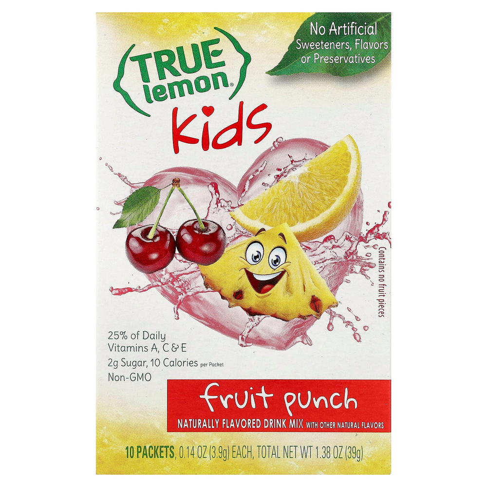 True Citrus, True Lemon®, смесь для приготовления детского напитка, фруктовый пунш, 10 пакетиков по 3,9 г (0,14 унции)