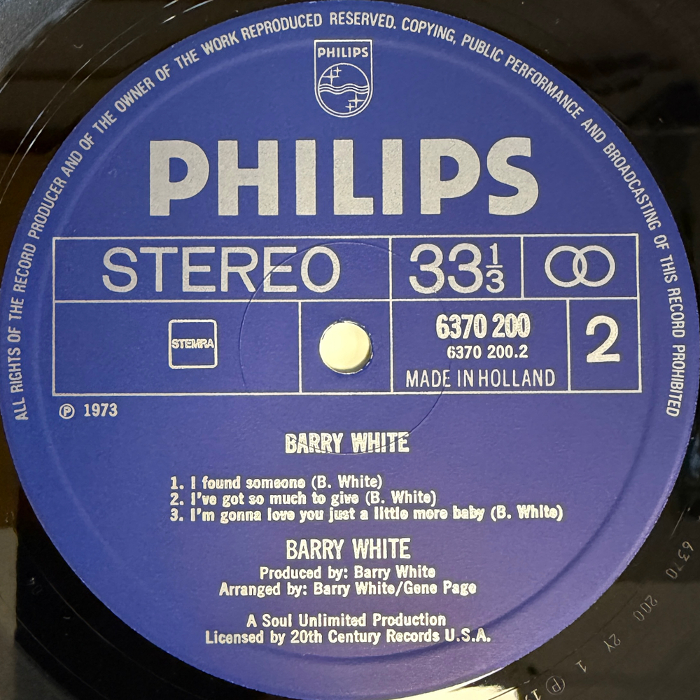Barry White ‎– I've Got So Much To Give (Голландия 1973г.)Т