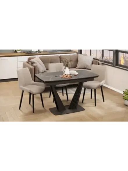 Стол кухонный Черный муар мрамор 130(190)х80х76 см