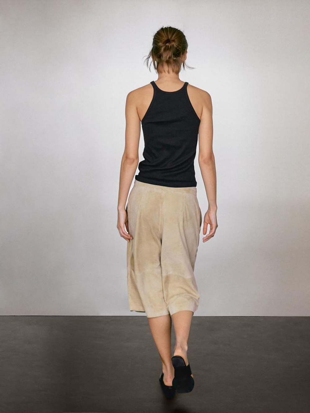 Massimo Dutti Топ из 100% хлопка на бретелях, черный