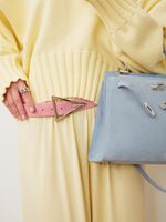 БАЗОВЫЙ РЕМЕНЬ С ТРЕУГОЛЬНОЙ ПРЯЖКОЙ ЗАМША ПУДРОВЫЙ РОЗОВЫЙ