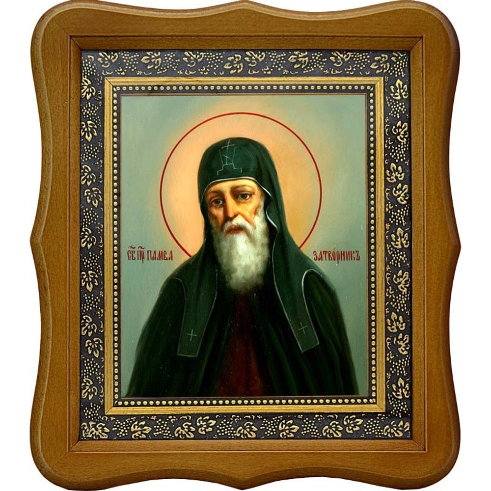 Памва Печерский, затворник, преподобный иеромонах. Икона на холсте.
