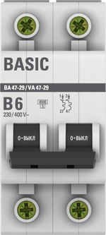 Автоматический выключатель 2P 6А (B) 4,5кА ВА 47-29 Basic