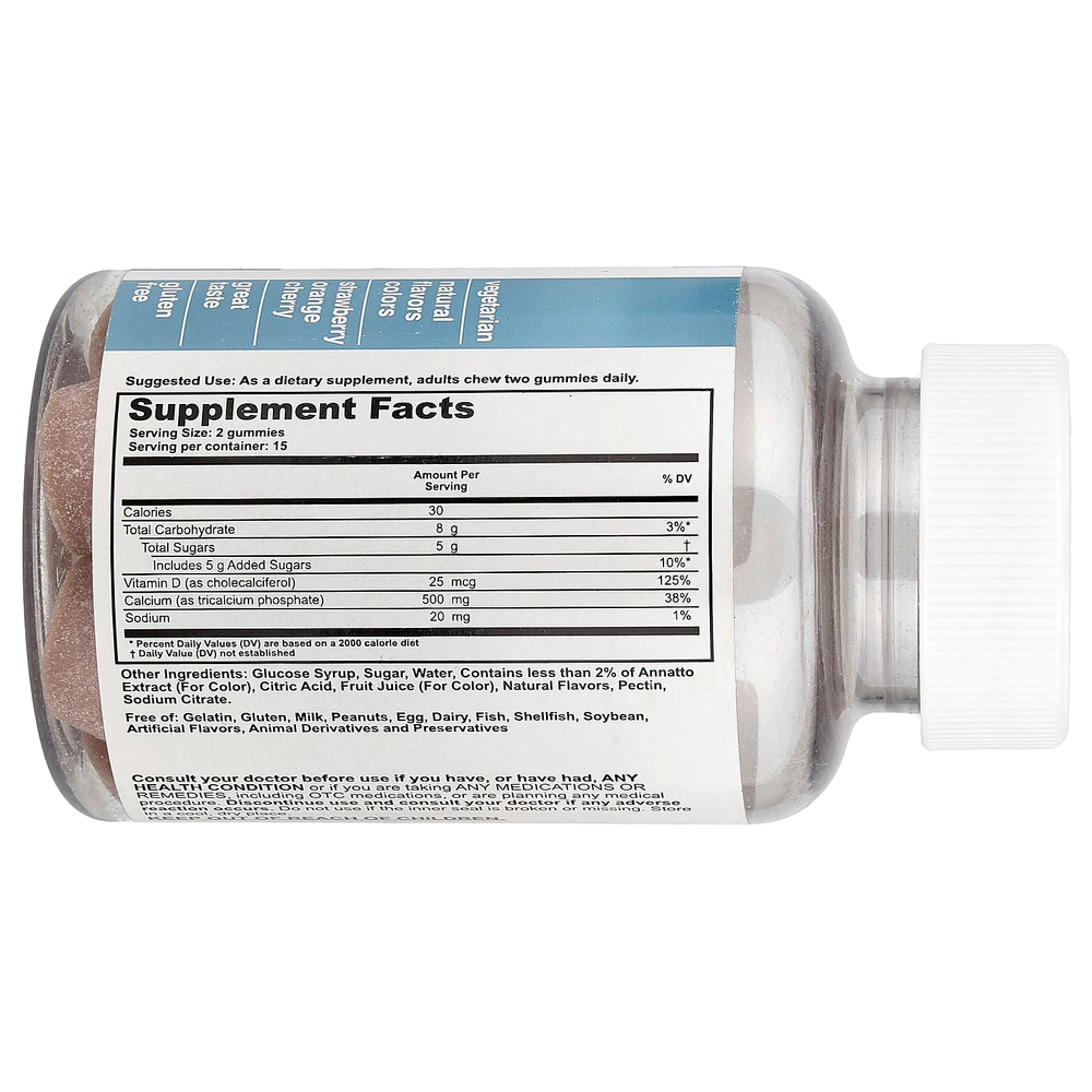 T-RQ, Жевательные мармеладки для взрослых, кальций + витамин D, клубника, апельсин, вишня, 30 жевательных таблеток