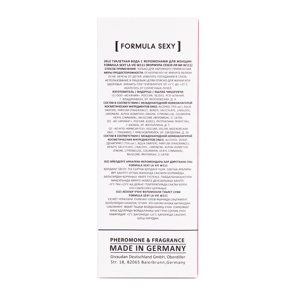 Вода туалетная c феромонами Formula Sexy La Vie W111 (Формула Секси Ля Ви W111) – 30ml for women