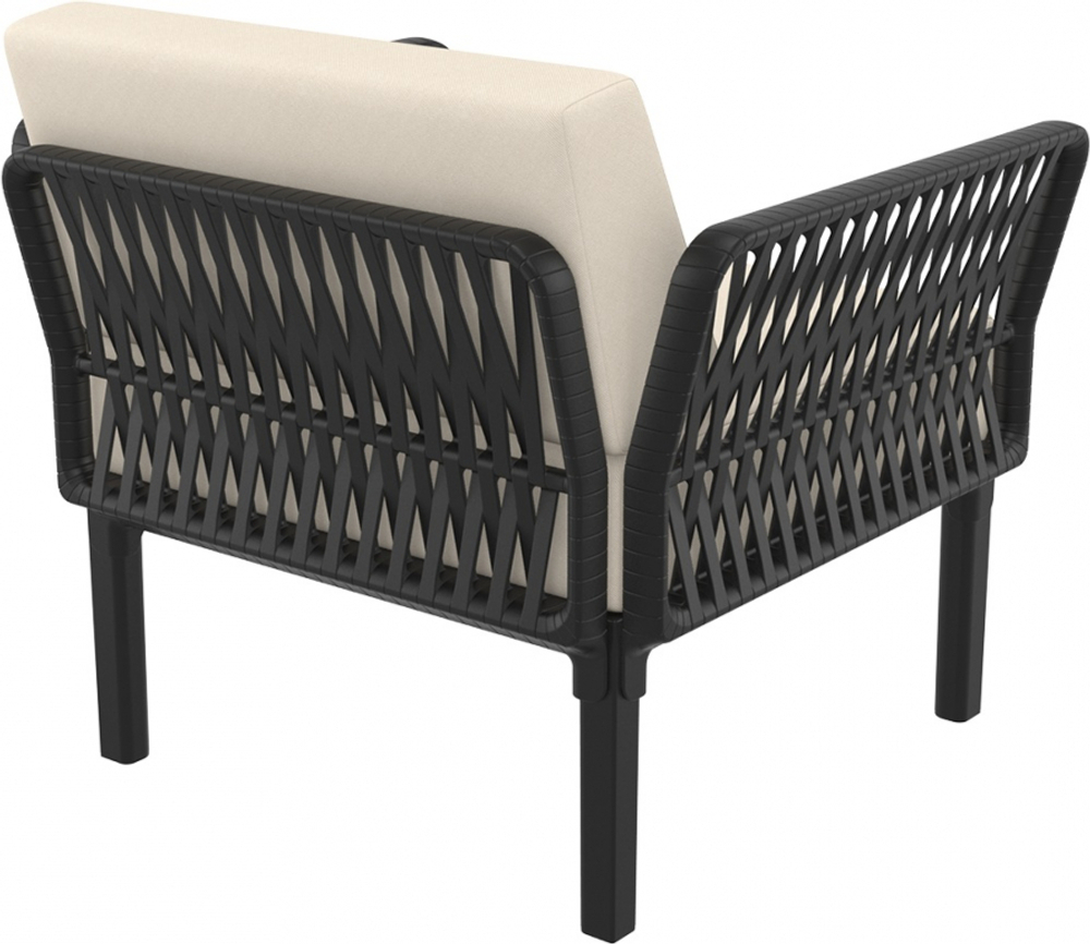 Кресло пластиковое с подушками Siesta Contract Portofino Lounge, черный, бежевый