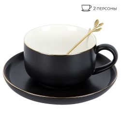 Чайный набор 4пр. с ложками "Royal line. Night" (2 персоны) v=350мл. (подарочная упаковка)