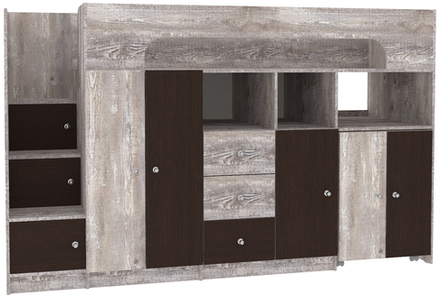 Кровать-чердак КарИВи Астра 11 Бетон Венге