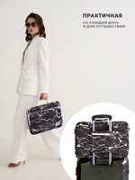 Сумка для ноутбука 13,3" и 14" с ремнем на плечо и большим карманом спереди (Черный мрамор)