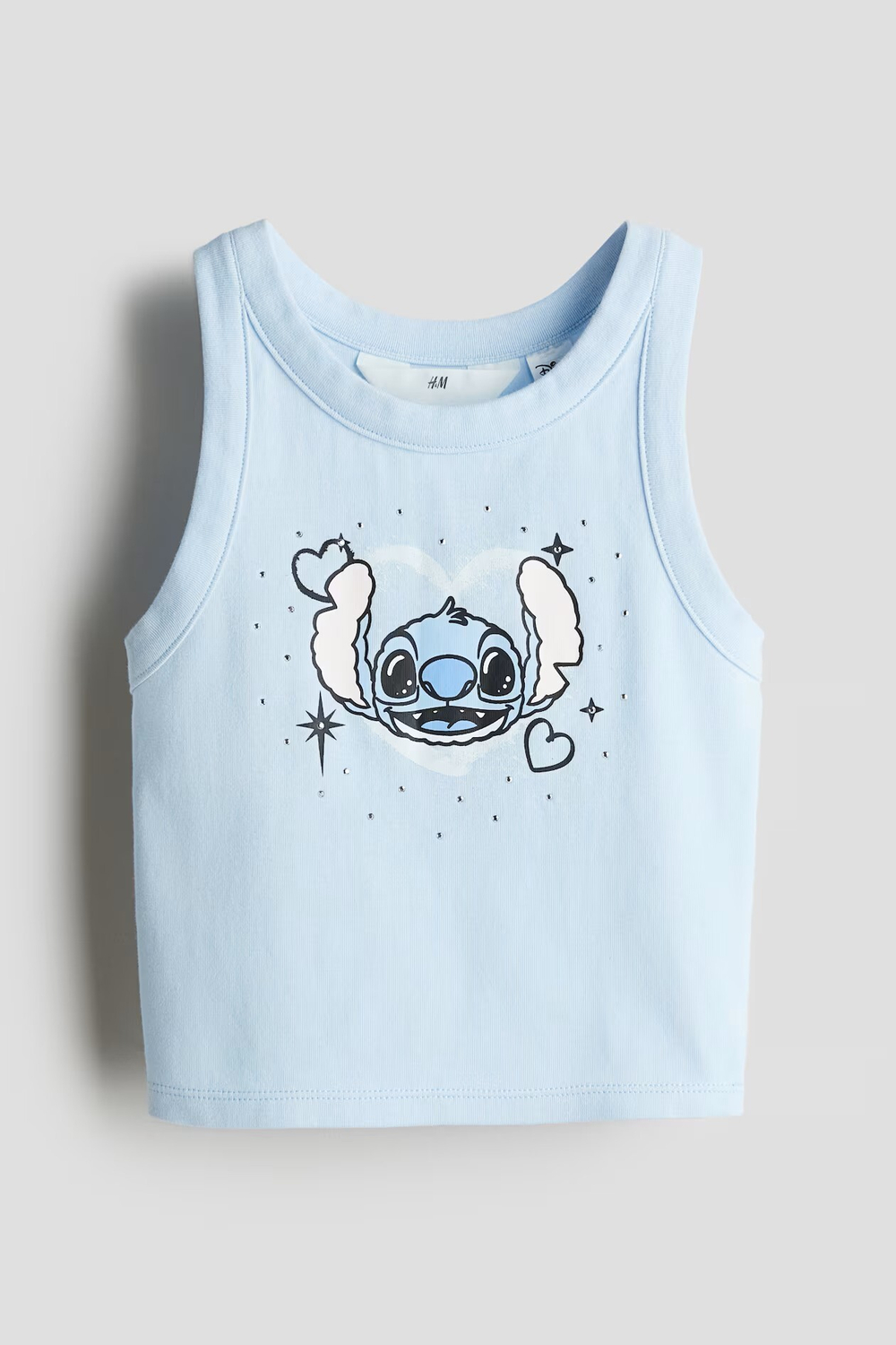 H&M Топ с принтом, светло-голубой