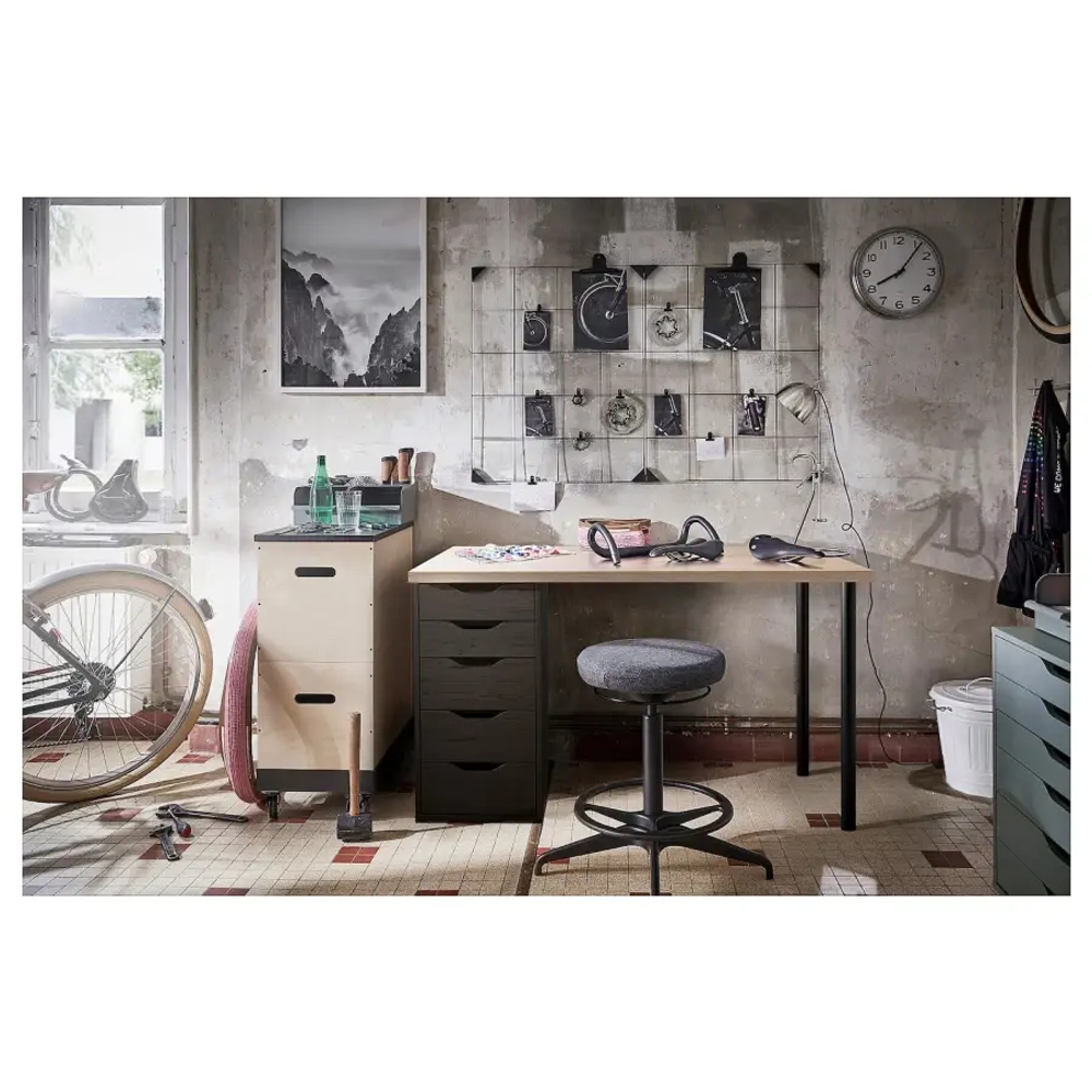 Письменный стол с ящиками - IKEA LAGKAPTEN/ALEX, 120х60 см, под беленый дуб/черный,  ЛАГКАПТЕН/АЛЕКС ИКЕА