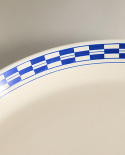 ZARA HOME ТАРЕЛКА ИЗ КЕРАМИКИ С УЗОРОМ В КЛЕТКУ, ЭКРЮ