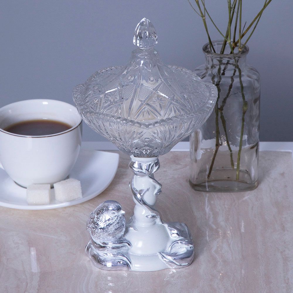 Сахарница стеклянная с крышкой Зарничка Свитти Белый