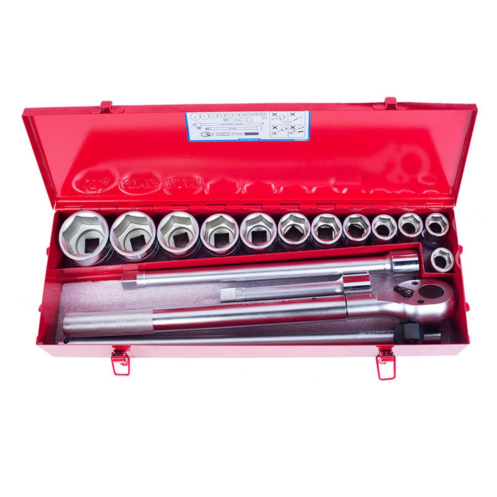 KING TONY (6316MR) Набор торцевых головок с принадлежностями 3/4", 6-гранные, 21-50 мм, 16 предметов
