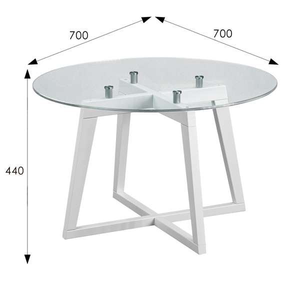 Стол журнальный Рилле 445 белый/стекло прозрачное (круг)