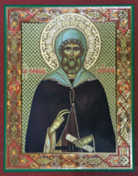 Икона на деревянной основе Ефрем Сирин прп. 8х6 с тиснением золотой фольгой, в упаковке (Ермей)