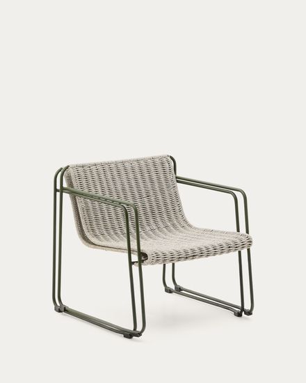 Кресло Maurina из оцинкованной стали зелёного цвета и зелёным шнуром La Forma Испания