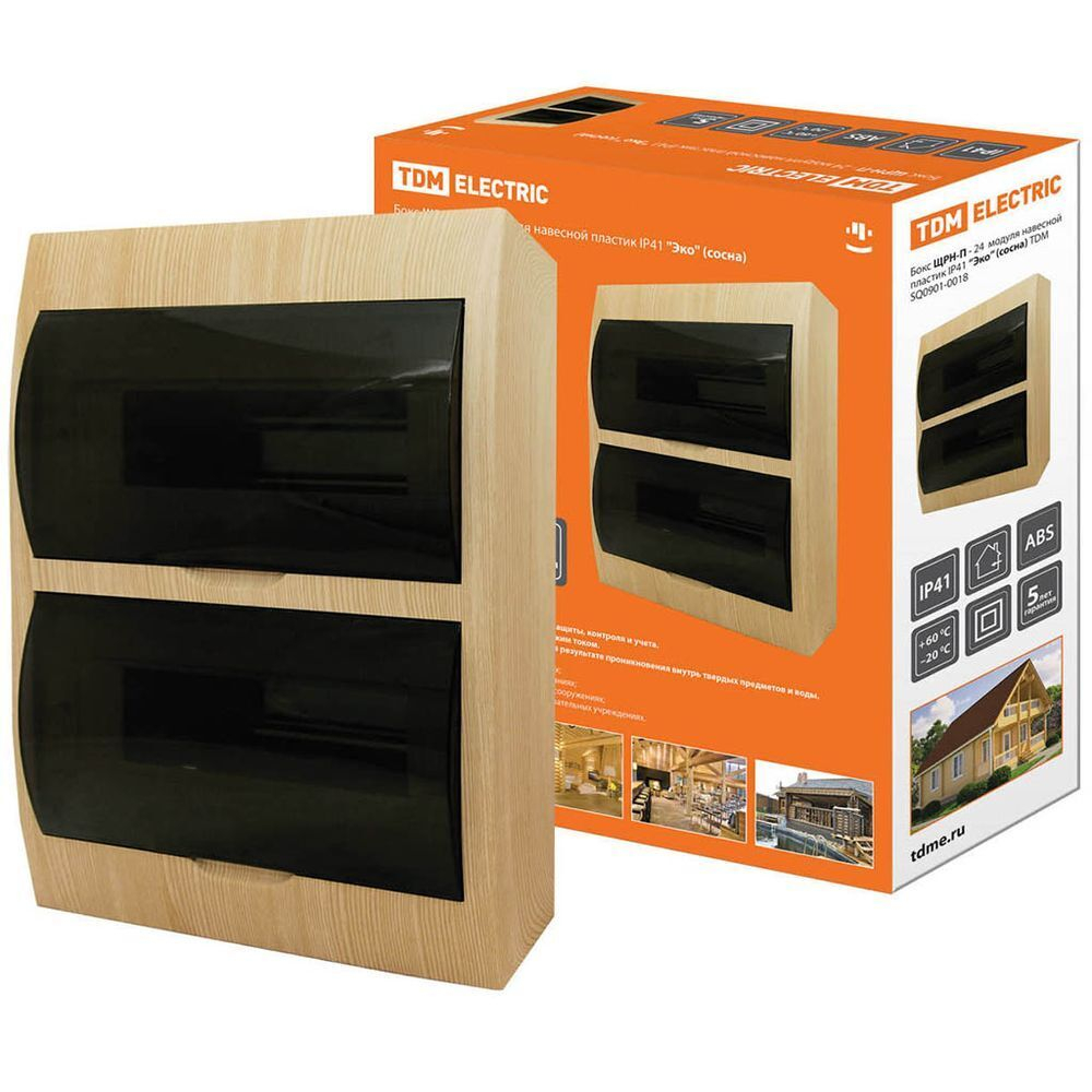 Бокс настенного монтажа навес, Эко, ЩРН-П, пластик, TDM, 24мод, IP40, сосна, SQ0901-0018