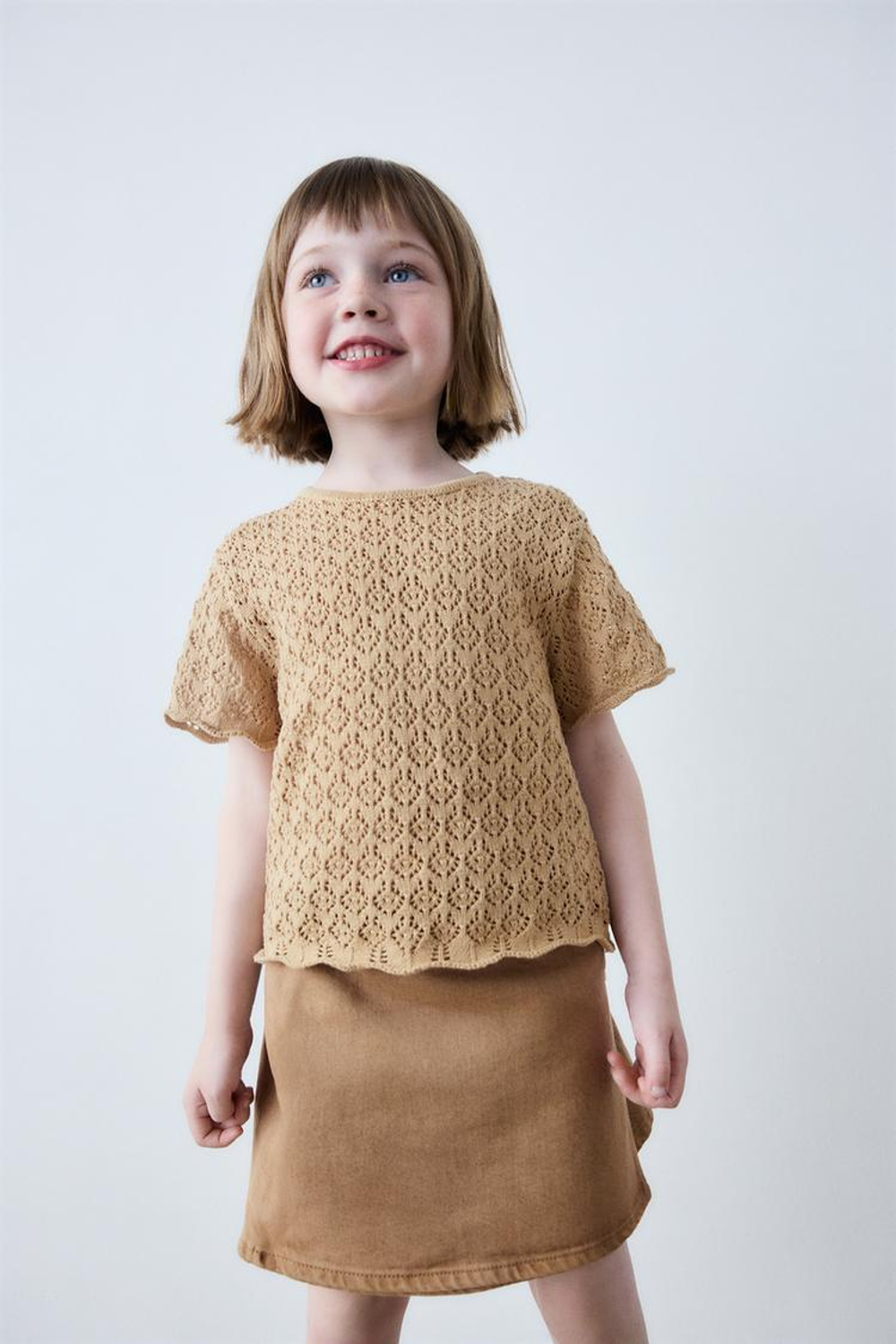 ZARA ТОП АЖУРНОЙ ВЯЗКИ, ОХРА