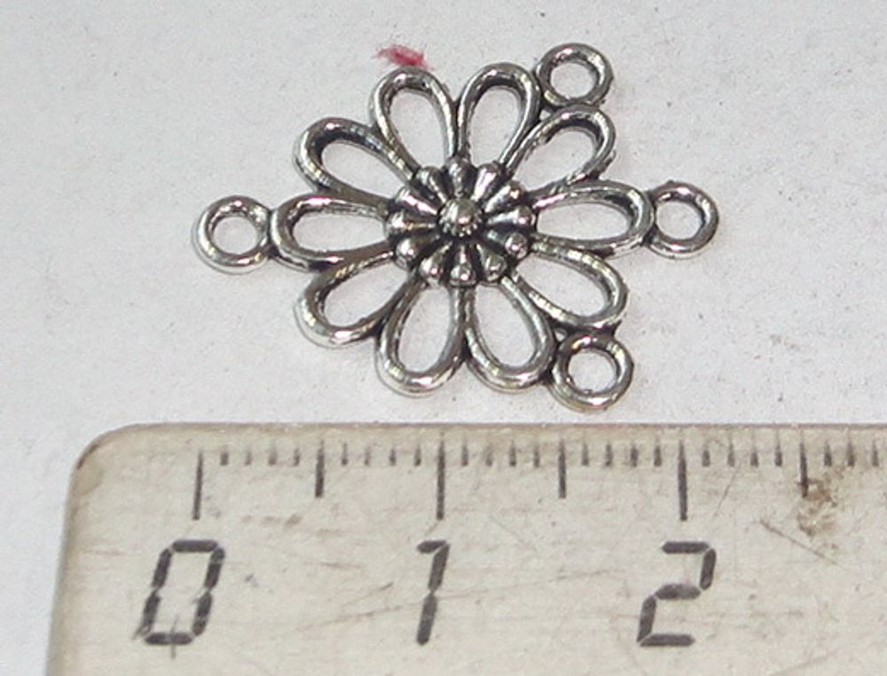 Коннектор на 3 нити ромашка (цвет серебро)