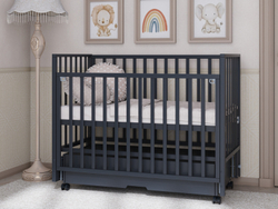 Детская кроватка Incanto Hollie (графит) универсальный маятник, колеса, ящик, автостенка