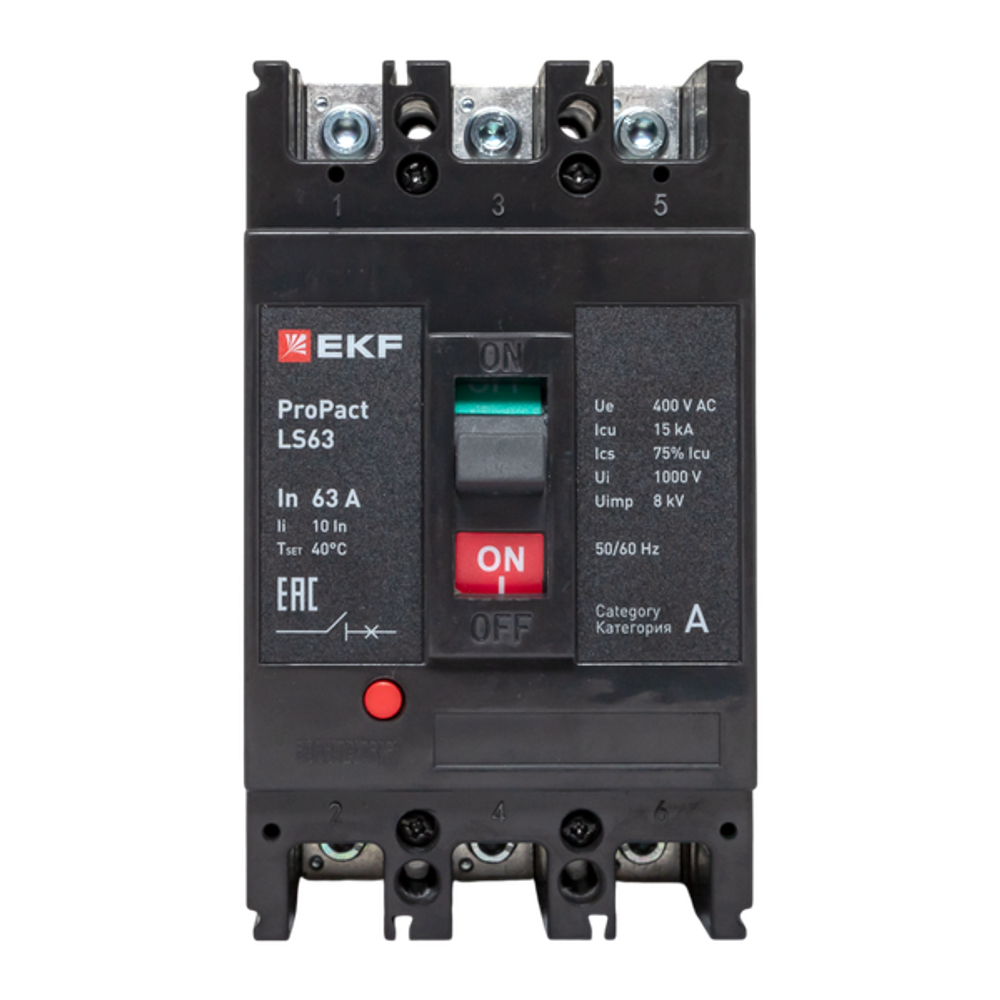 Автоматический выключатель в литом корпусе  EKF mccb-63-15-3-63-ls