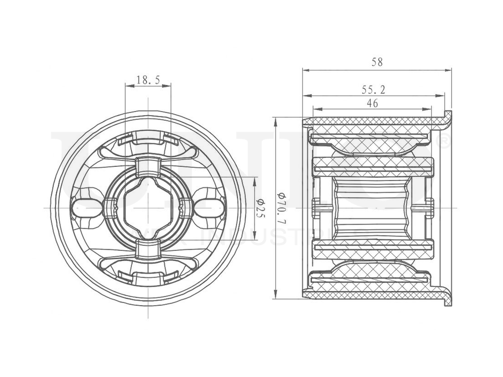 Сайлентблок задний переднего нижнего рычага UNIO RMP-20290