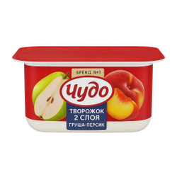 Чудо творожок 2 слоя персик- груша 5,2% 100 гр