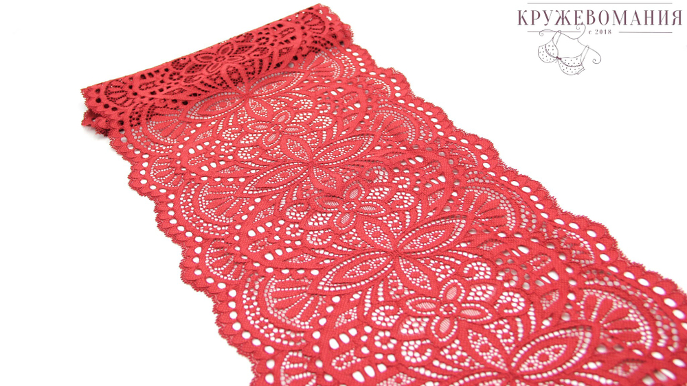 Эластичное кружево, 22 см, темно-красное (Арт: EK-2630), м