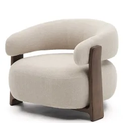 Кресло Granite на 3 ножках, бежевый шенилла, массив ясеня в отделке орех