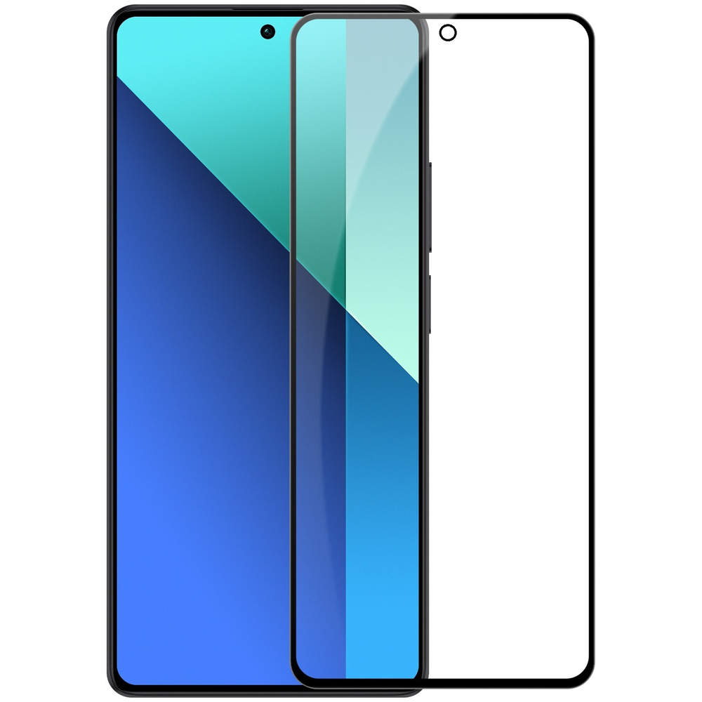 Защитное стекло с отверстием под фронтальную камеру для Xiaomi Redmi Note 13 Pro 4G и Poco M6 Pro 4G, тонкие черные рамками и олеофобное покрытие, G-Rhino