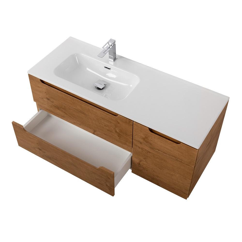 Подвесная тумба с раковиной BelBagno ETNA 120 Rovere Nature левая, ETNA-1200-2C-1A-SO-RN-L + BB1200ETL-L